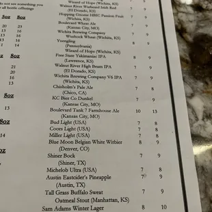 Beer selection