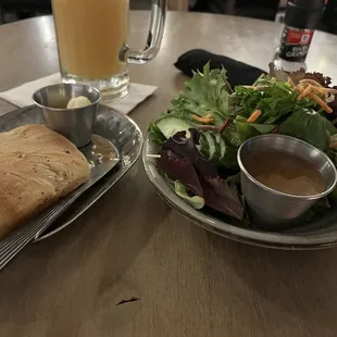 House salad with complementary bread.
