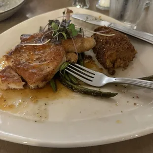 Perk chop green beans and sweet potato