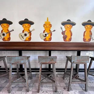 Seats at the honey bear counter