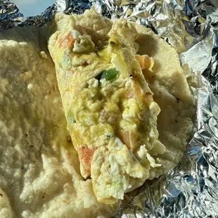 Mexican eggs on corn - my absolute favorite taco ever. This corn tortilla was fabulous. We will be back.