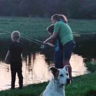 Sunset reflections and the sound of laughter - a perfect day on the water.  #FishingFun #MakingMemories