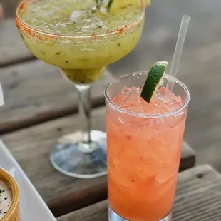 Jalapeño margarita and watermelon margarita