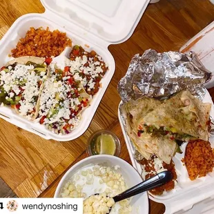 a meal in a styrofoam container