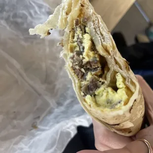 Steak and egg burrito no cheese