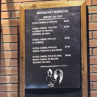 Raised breakfast burrito prices a bit