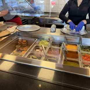 All the toppings and salsas
