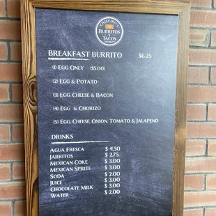 Breakfast menu