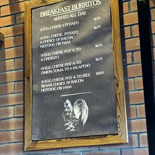 Breakfast menu