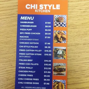 Updated menu