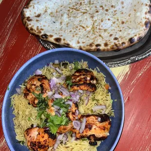 Chicken biryani tandoori style &amp; Garlic Cheese Naan