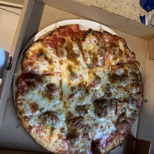 Pepperoni and Italian sausage pizza