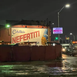 Outside, small private parking lot