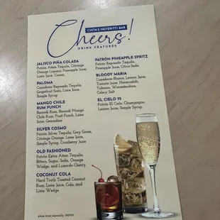 Specialty drink menu