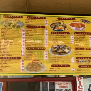 Updated menu