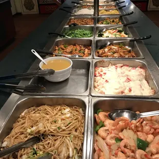 a buffet of food
