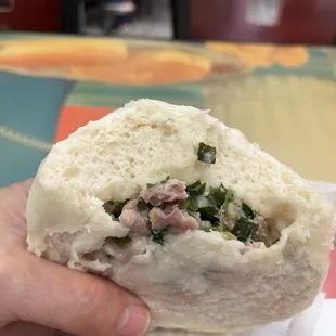 Meat and vegetable bun ($1.50)!  Follow me in IG (brookyn_neil) for more cheap eats in NYC!