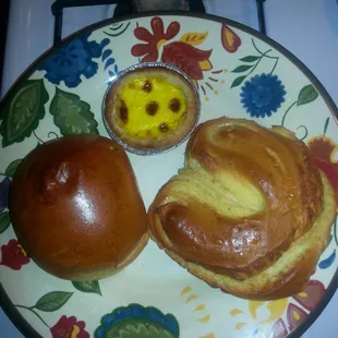 Portuguese egg tart, coconut bun &amp; BBQ pork bun