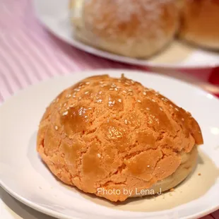 Red Bean Melon Pan Bun 豆沙菠萝包 ($1.85) - I really liked this! The bread has a nice chew, and the crispy melon pan topping is delicious.