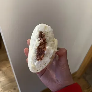 Inside bbq pork steam bun