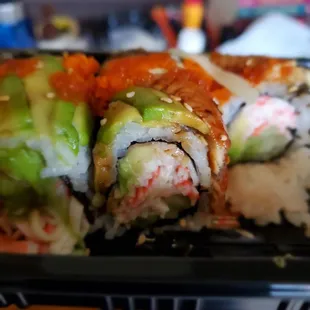 a close up of a sushi