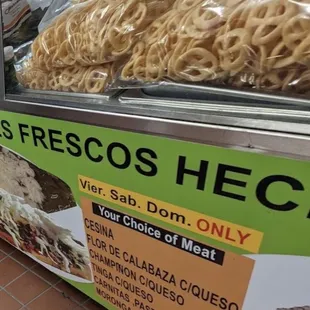 They have Frituras con salt y Chile!  And also Huaraches on Fri, Sat and Suns so good and full of flavor! Just come and see!