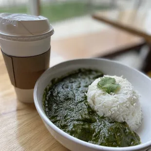 Saag Paneer, cardamom pistachio chai