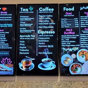 menus on the wall