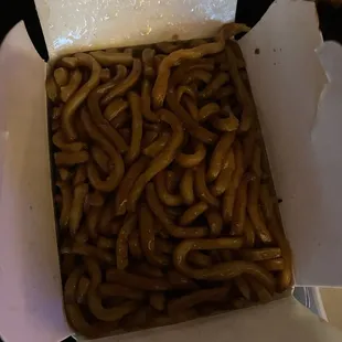 Noodles with the orange chicken