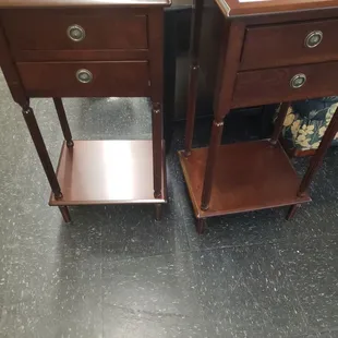 These little tables are priced $80 each. Maybe the owner should remember that this is a thrift store and not eBay.