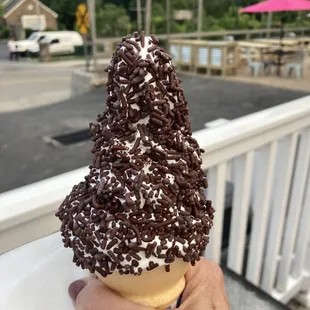 Soft serve with chocolate Jimmies