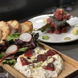 Fresh Ricotta, fresh strawberries, raw honey, olive oil, grilled bread