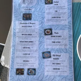 Lunch menu