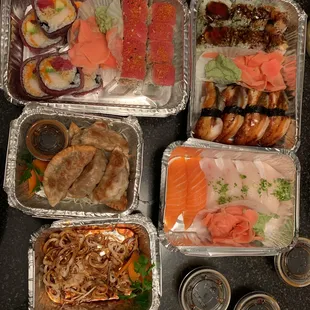 various types of sushi