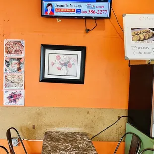 Table and chair set up.