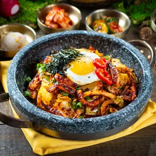 Hot Stone Bibimbap - Stir Fried Squid