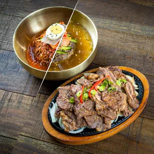 Cold Buckwheat Noodle (Spicy or Non-Spicy) + Galbi (Marinated Beef Short Rib)