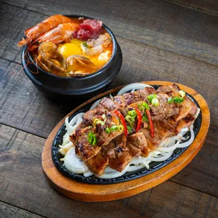 Soft Tofu Soup + Marinated Pork