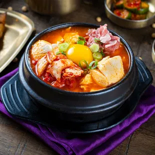 Kimchi Soft Tofu Soup (Beef or Pork)
