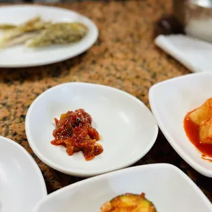 a variety of dishes on a table