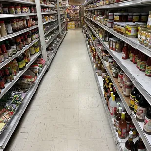 shelves of various foods