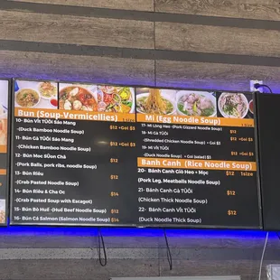 the menu for the restaurant