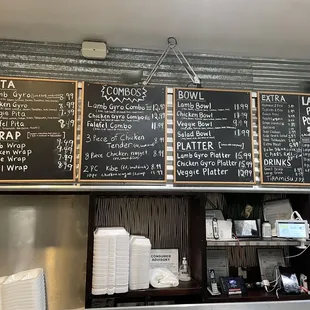 menus on the wall