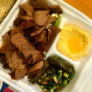 The gyro/lamb platter - plenty for 2-3 people and includes all the good stuff!