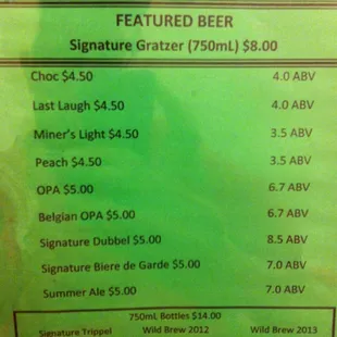 menu