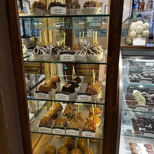 a display case full of desserts