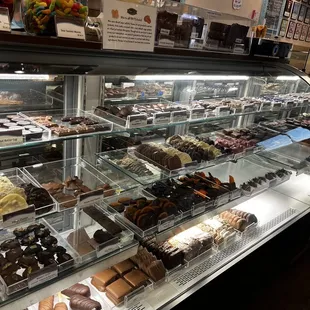 a display case full of chocolates
