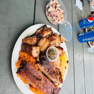 Three meat fiesta plate