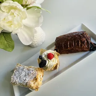 Napoleon Cream, Vanilla Cupcake, Chocolate Croissant