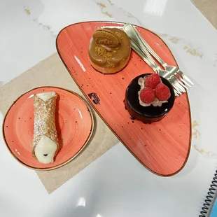 Cannoli, Biscoff Cheesecake, and Choco Rasberry Pastries